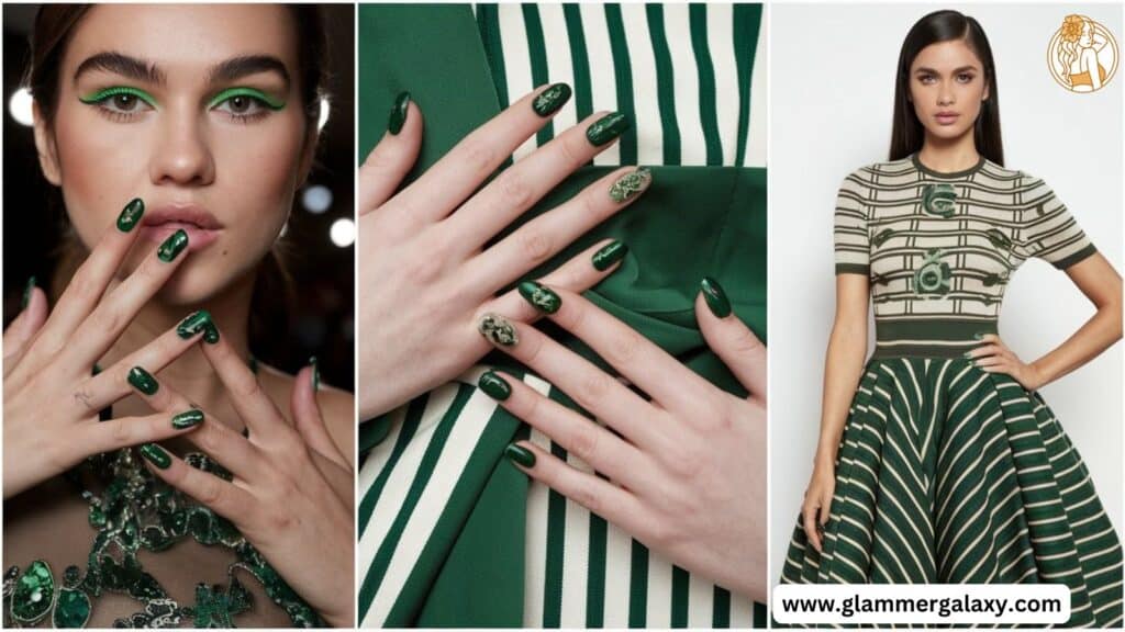 16 Nails Color Look Awesome With Emerald Green Dress