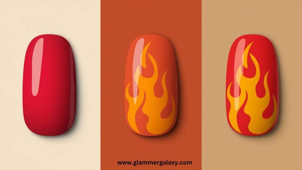 Fiery Hues nail art