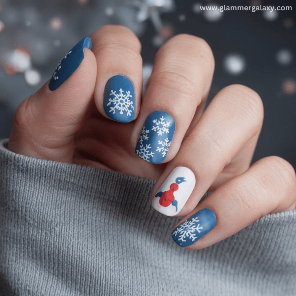 Winter Dip Nail Design featuring Holiday dip nails