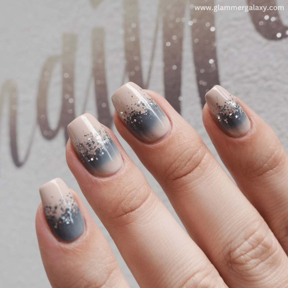 Winter Dip Nail Design featuring Neutral Gradient Dip Nails: