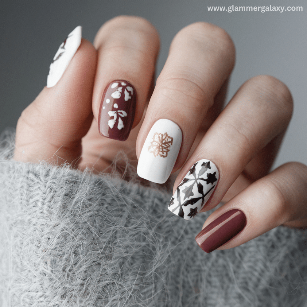 Winter Dip Nail Design featuring New year dip nails