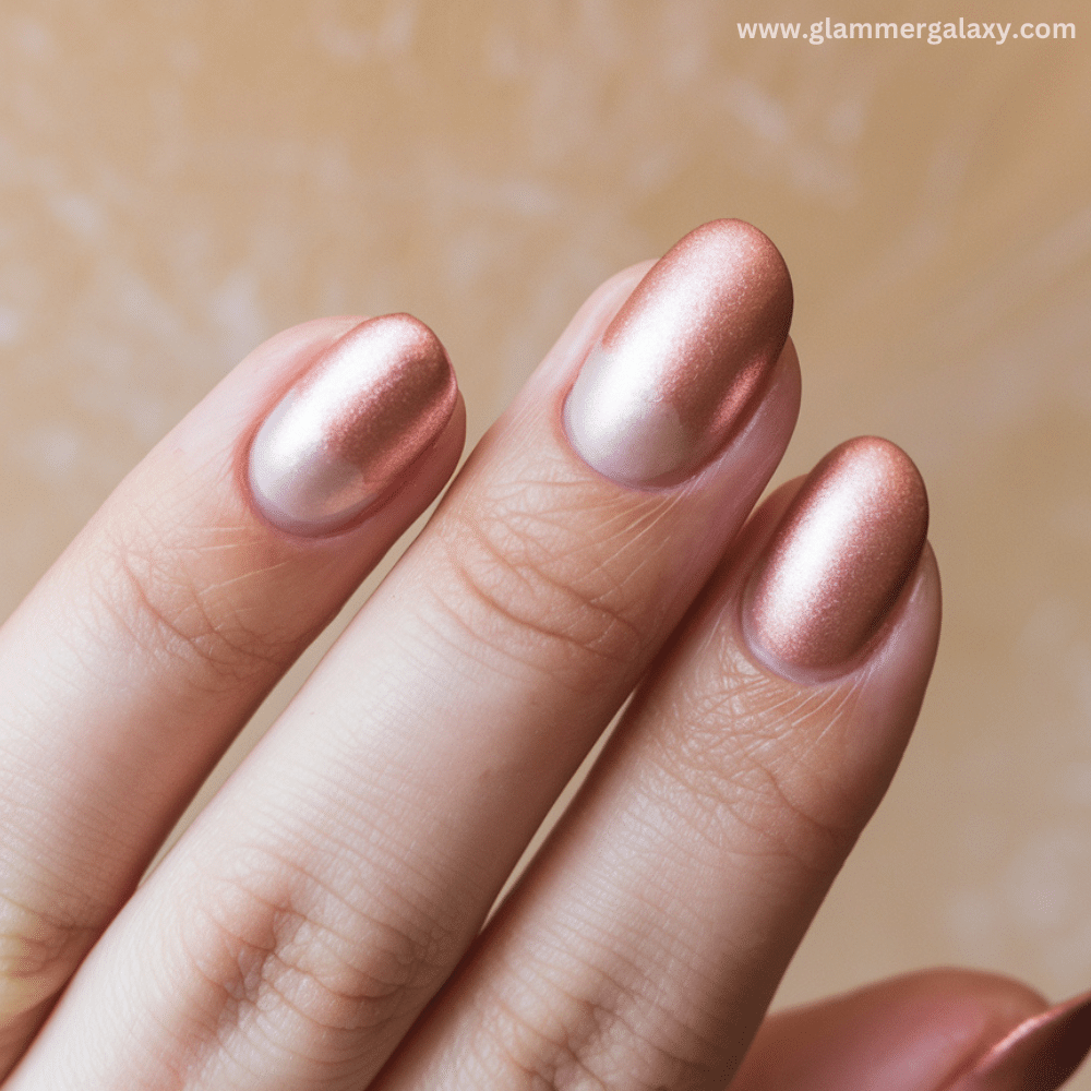 Winter Dip Nail Design featuring Rose gold ombre dip nails