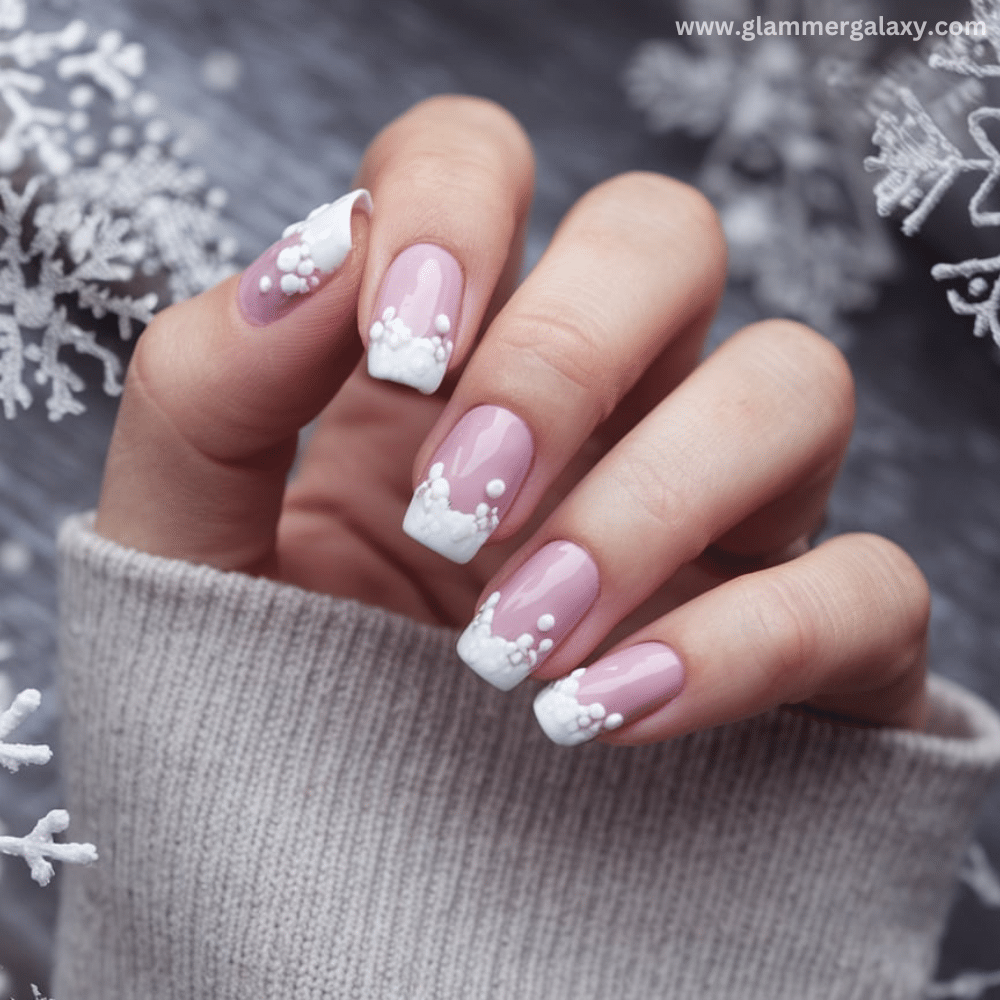 Winter Dip Nail Design featuring Bubble Bath Dip Nails