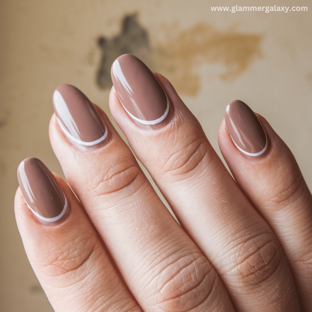 Winter Dip Nail Design featuring Warm Taupe Dip Nails