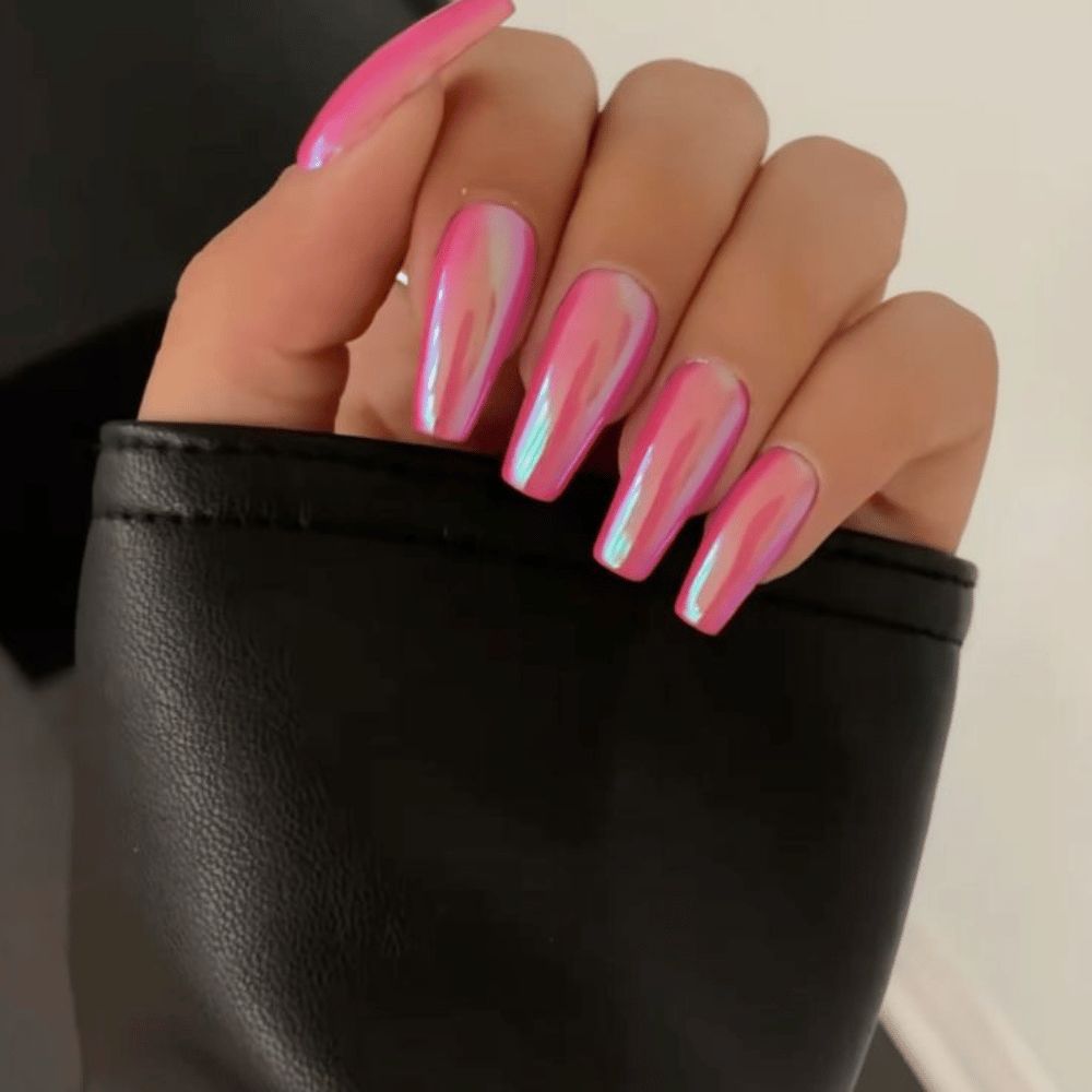 Hand with Pink Nails having Pink Prism