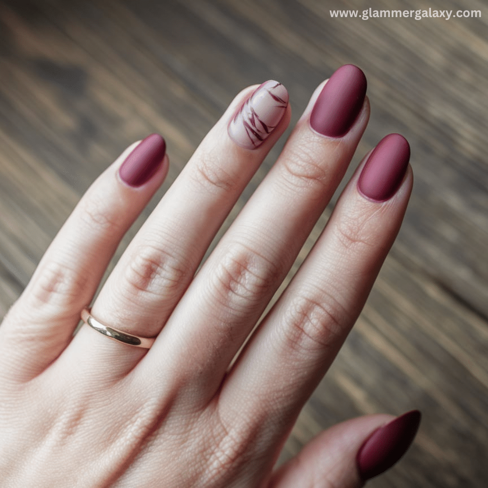 Winter Dip Nail Design featuring Burgundy Dip Nails