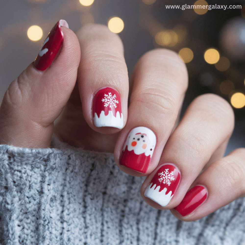 Winter Dip Nail Design featuring Christmas dip nail