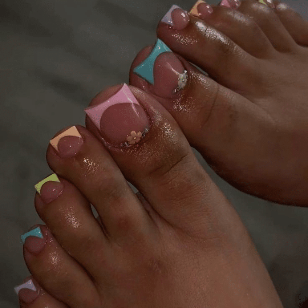 Close-up of toes with Two-Tone Tips toe nail