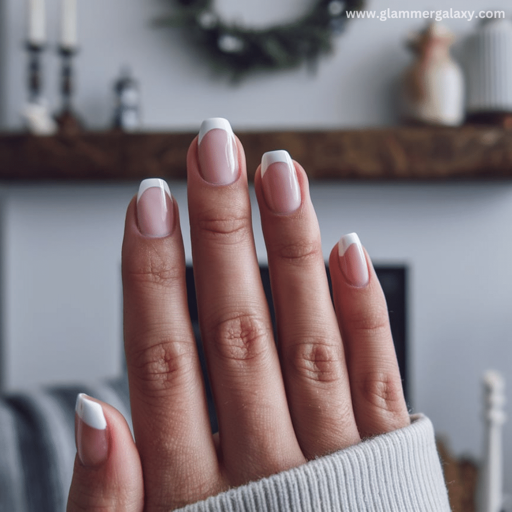 Winter Dip Nail Design featuring French Dip Nails