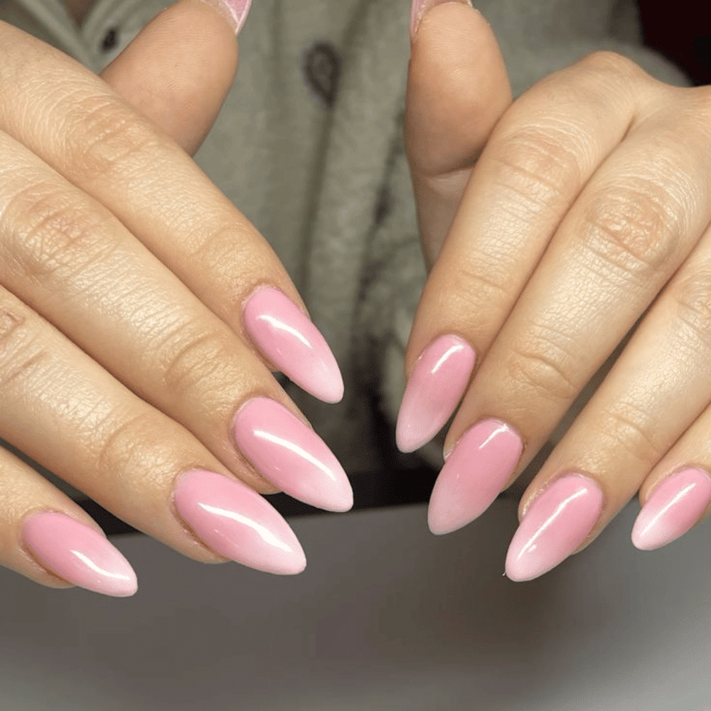 Close-up of hands with fall nail design having Airbrushed Gradients