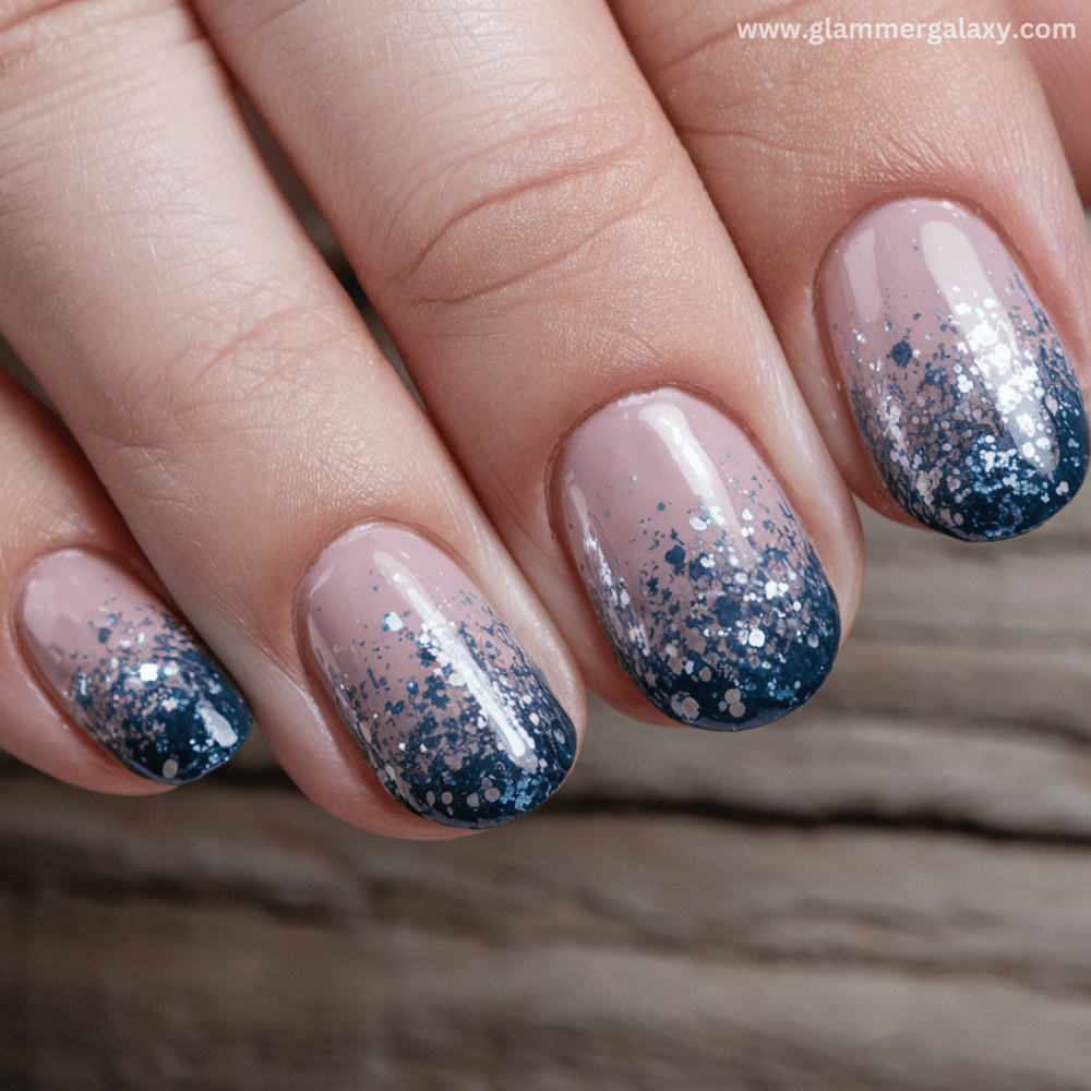 Winter Dip Nail Design featuring Glitter ombre dip nails