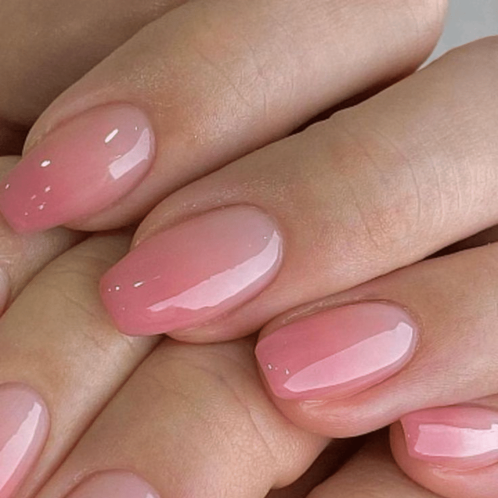 Close-up of a hand with white Ombre french tip nail