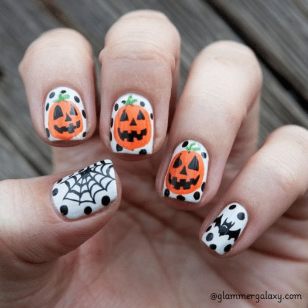 Simple fall nails having Mixed Seasonal Nail Art