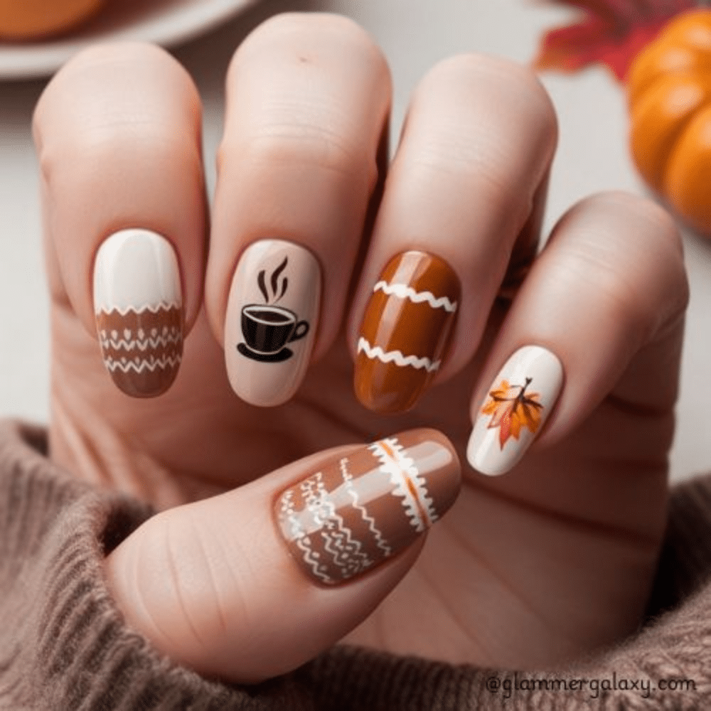 Simple fall nails having Cozy Non-Spooky Nail Art