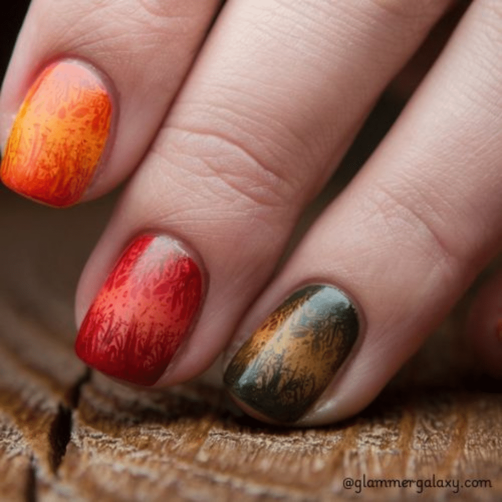 Simple fall nails having Gradient Textures for Fall Nails