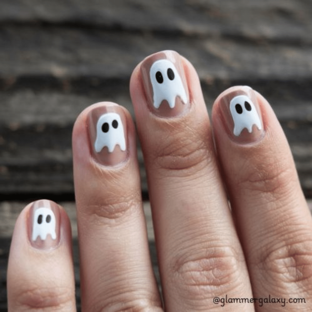 Simple fall nails having Adorable Ghost Nails