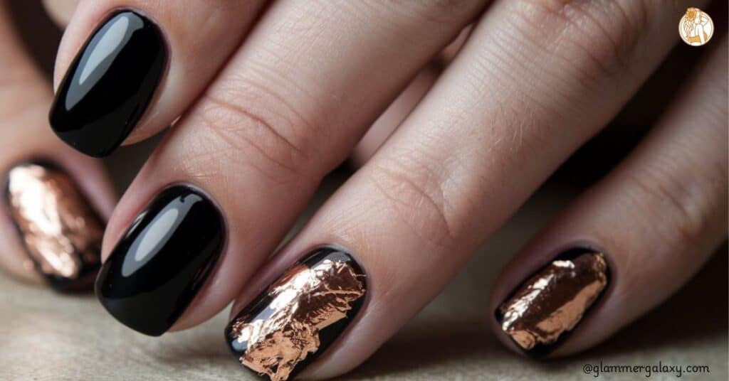 Black and Rose Gold Nail Designs