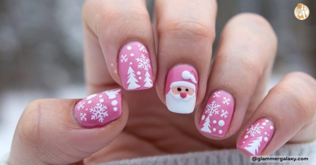 Pink Christmas Nails