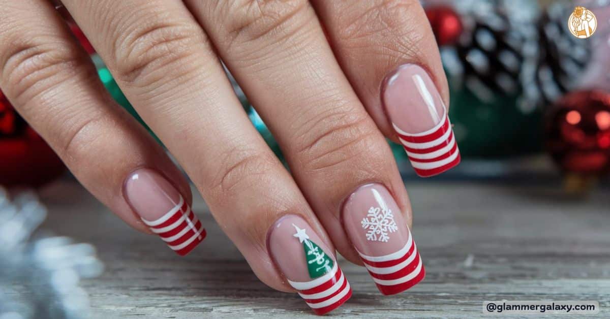 French Tips Christmas Nails