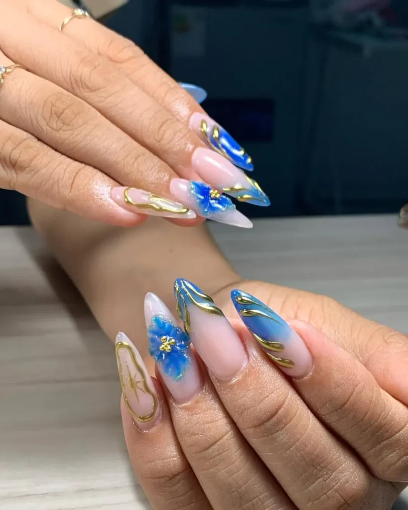 blue acrylic nails