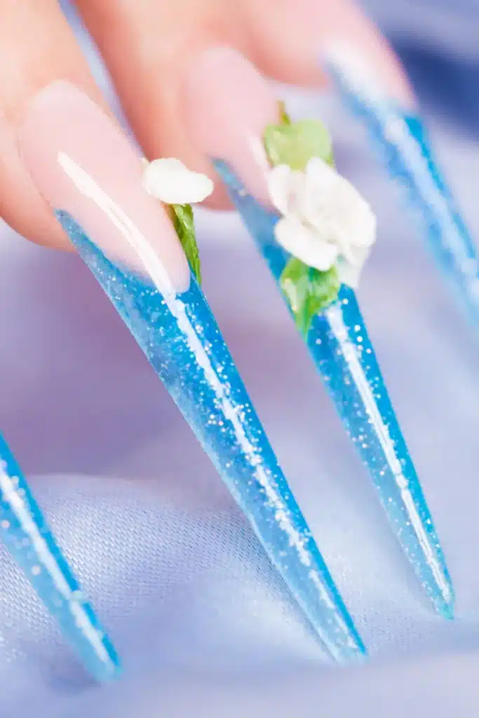 blue glitter acrylic nails