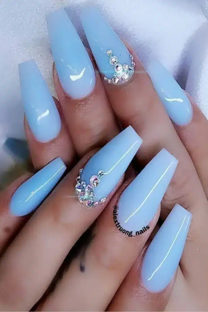 blue french tip acrylic nails