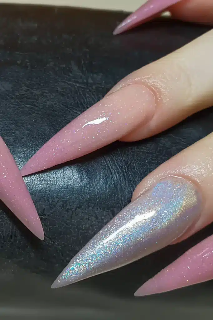 blue geometric acrylic nails
