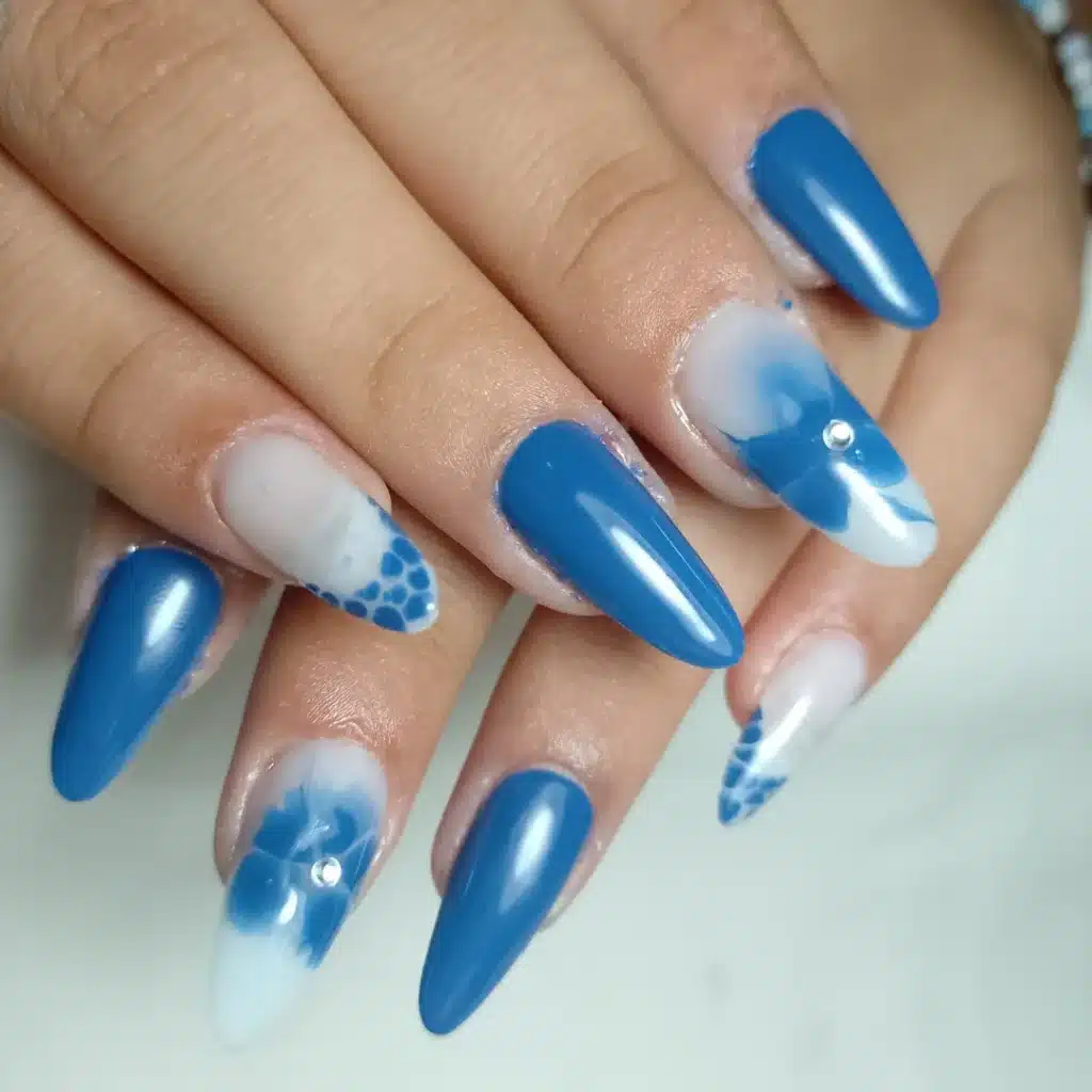 Blue marble nails