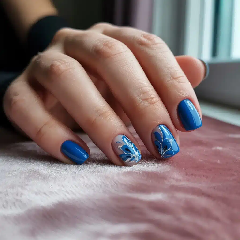 Blue French tip nails