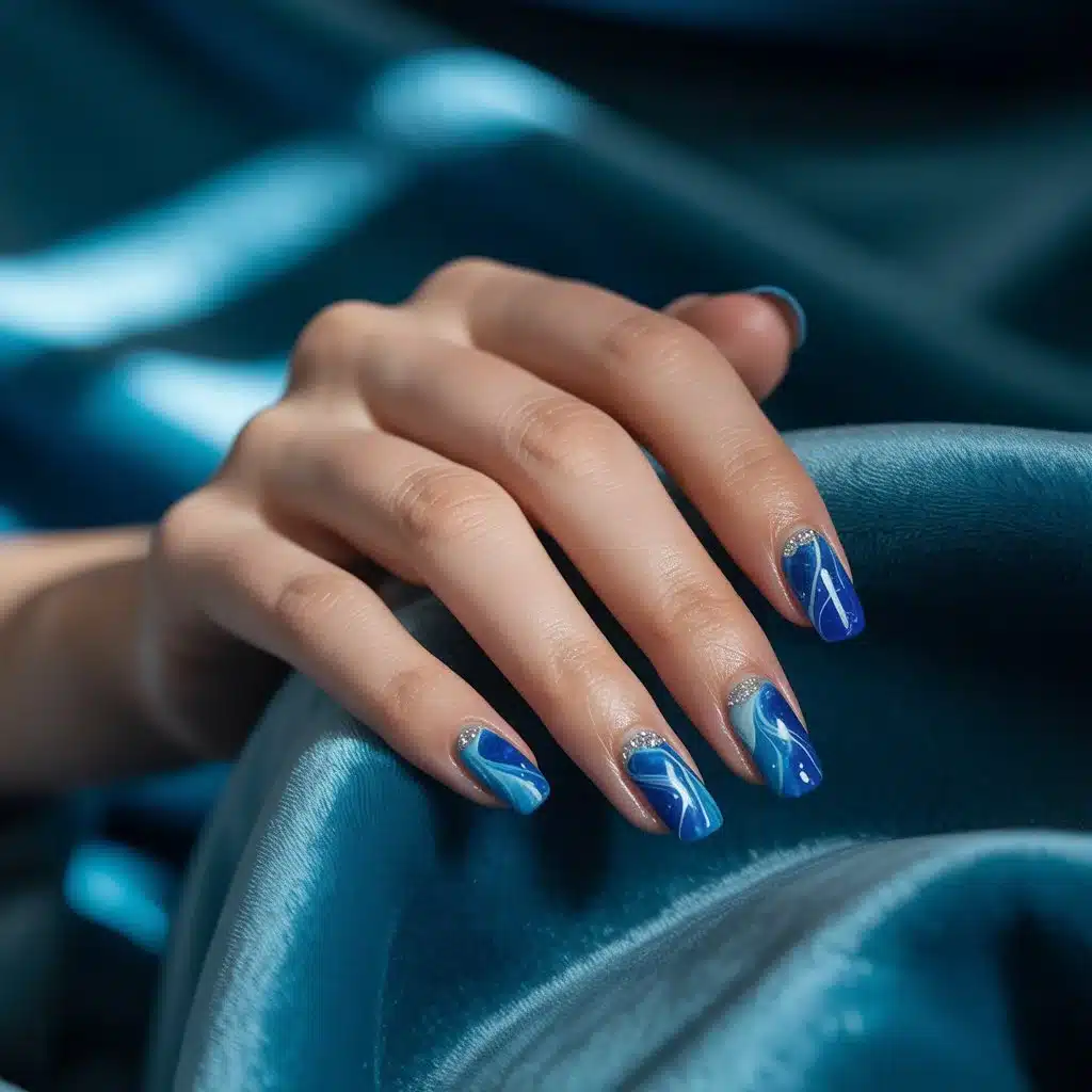 Glitter blue nails