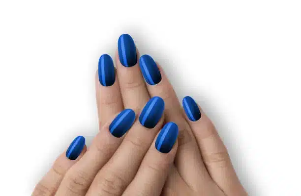 Blue French tip nails