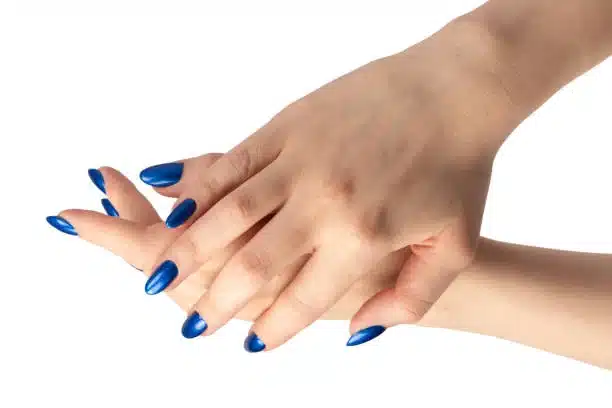Blue chrome nails