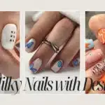 Milky nails with design