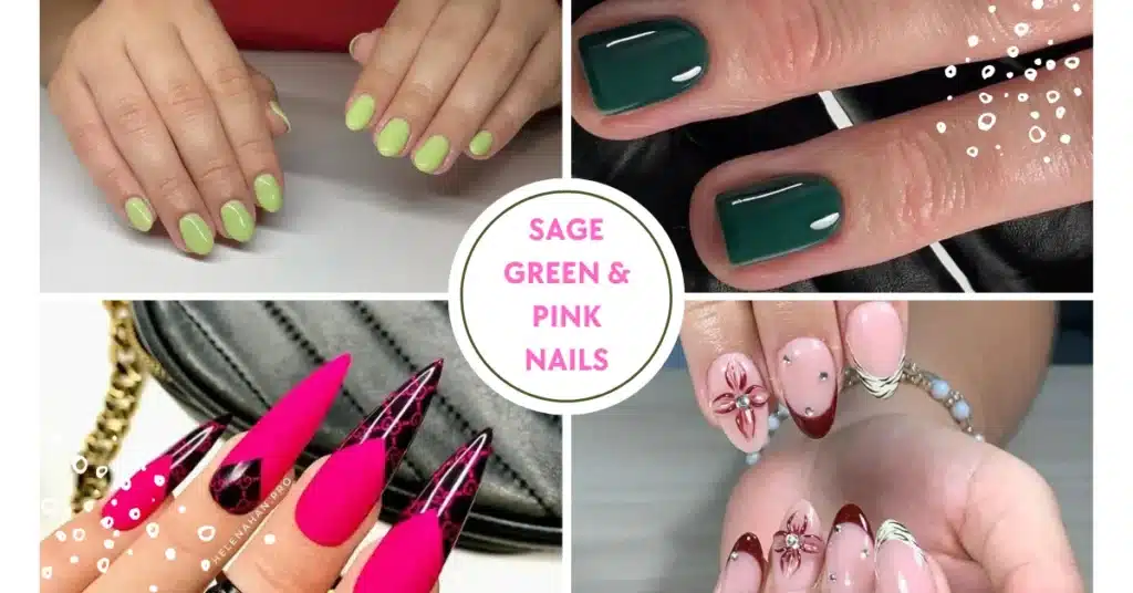 light green & pink nails