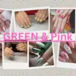 sage green & pink nails