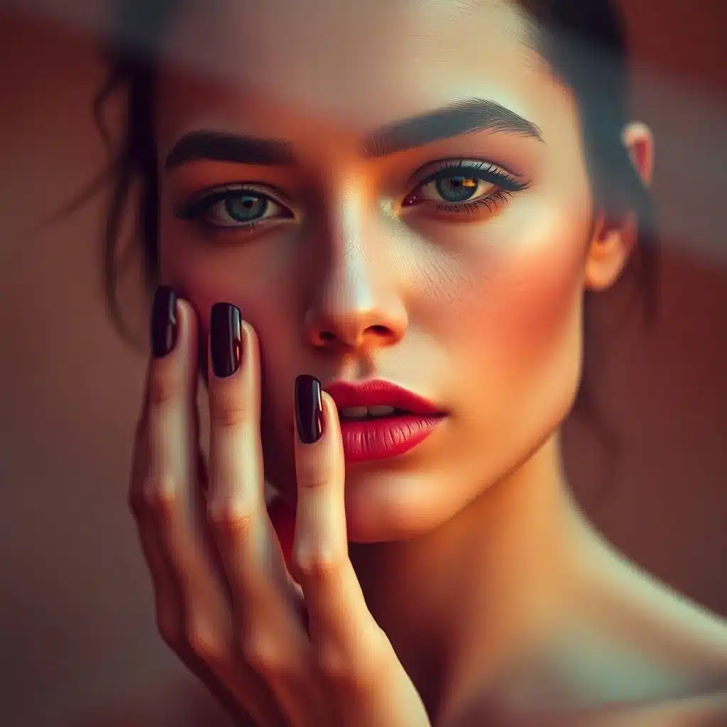 Deep red French tip nails