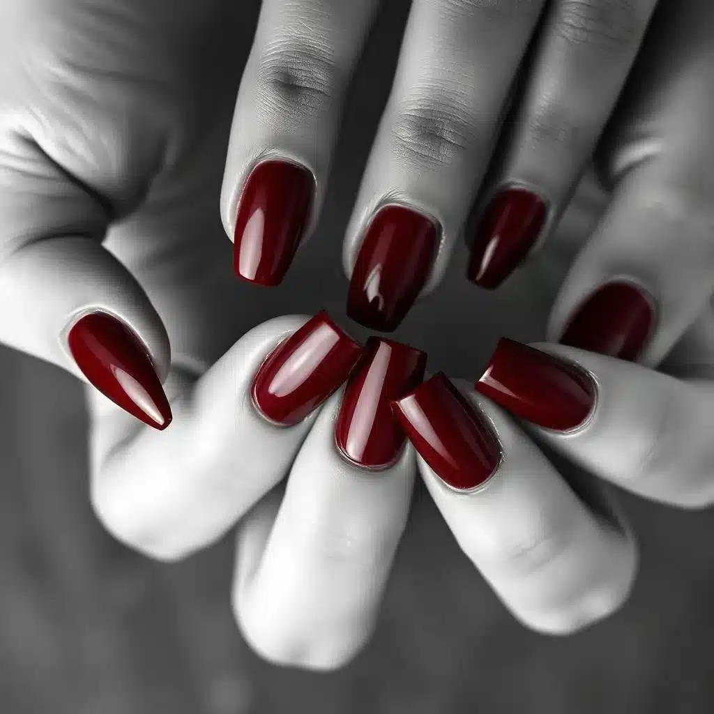 Shiny burgundy nails