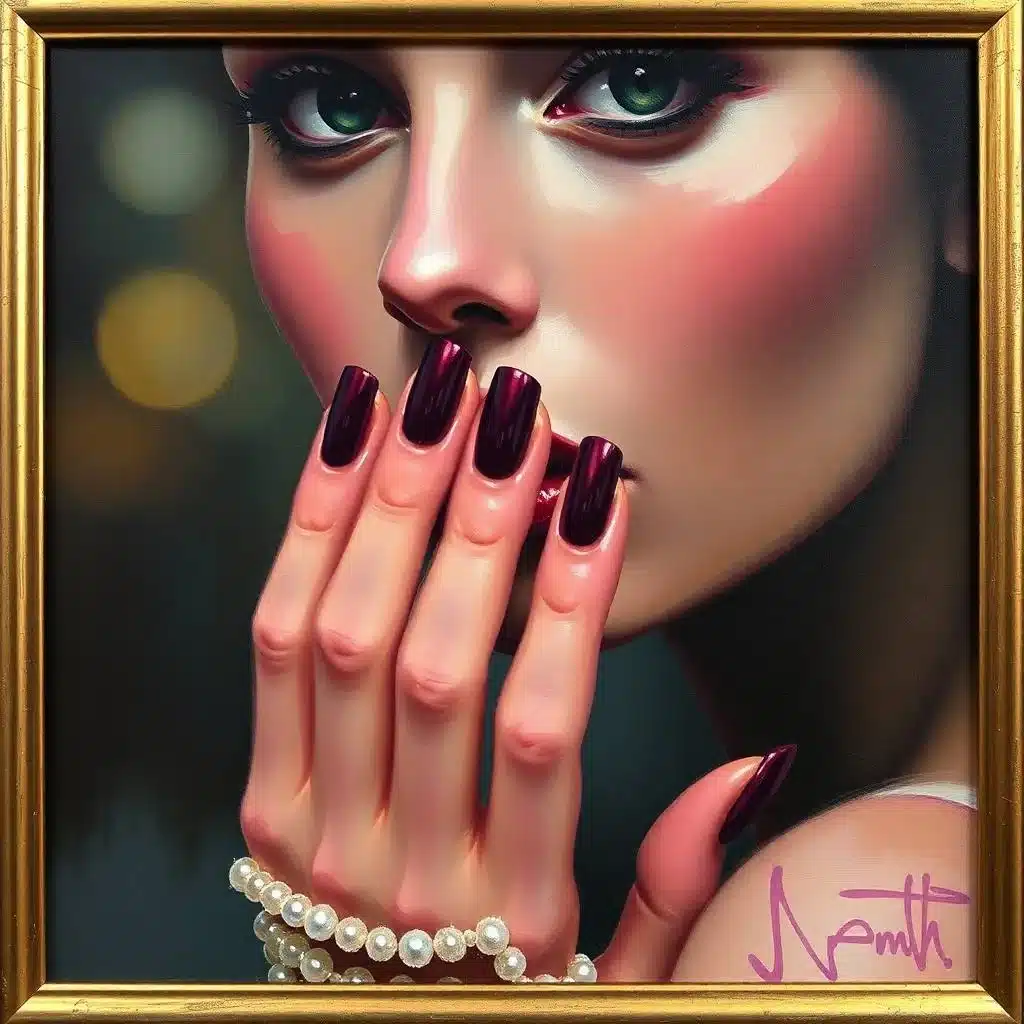 Glossy burgundy nails