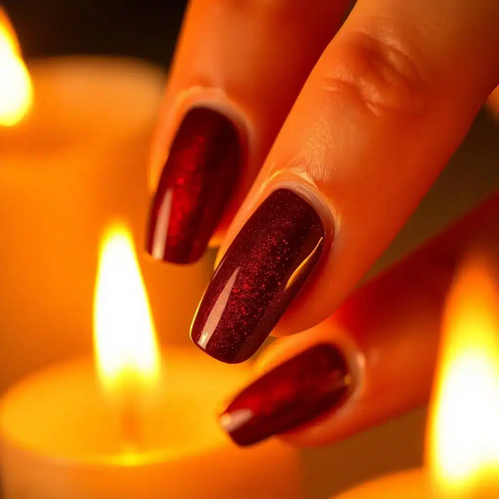 Glossy burgundy nails