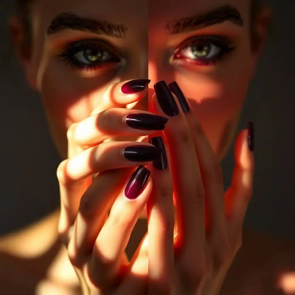 Maroon French tip nails
