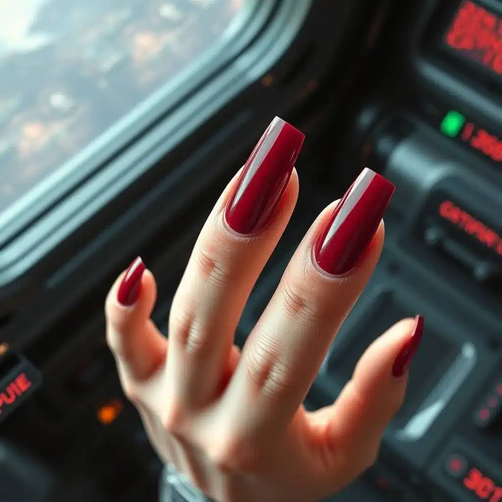 Burgundy marble nails