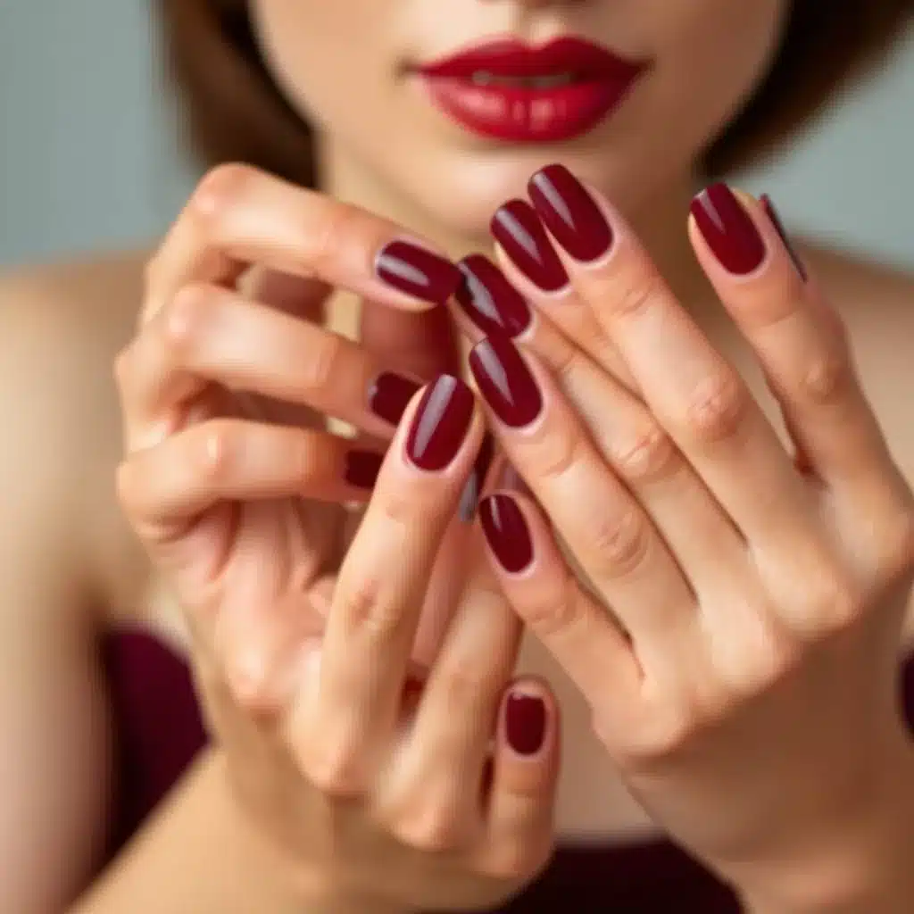 Red wine glitter nails