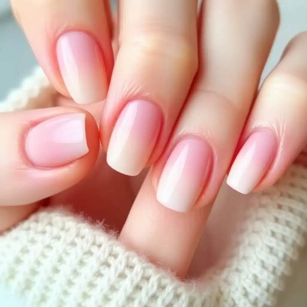 Soft pink short nails