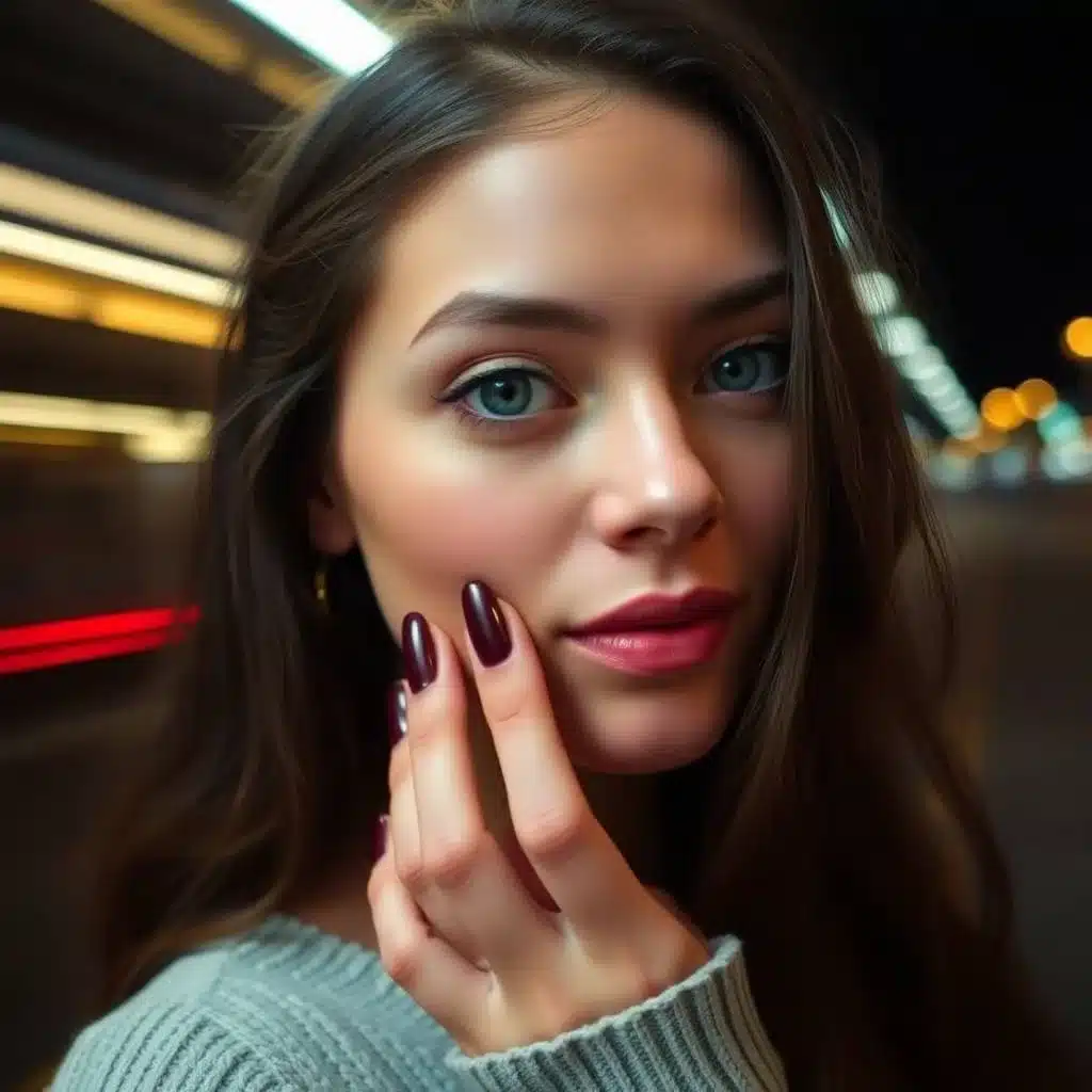 Shiny maroon French tips