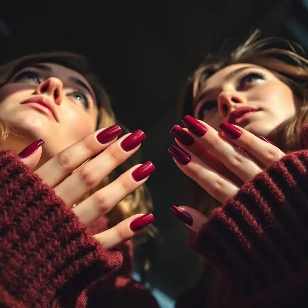 Deep burgundy nails