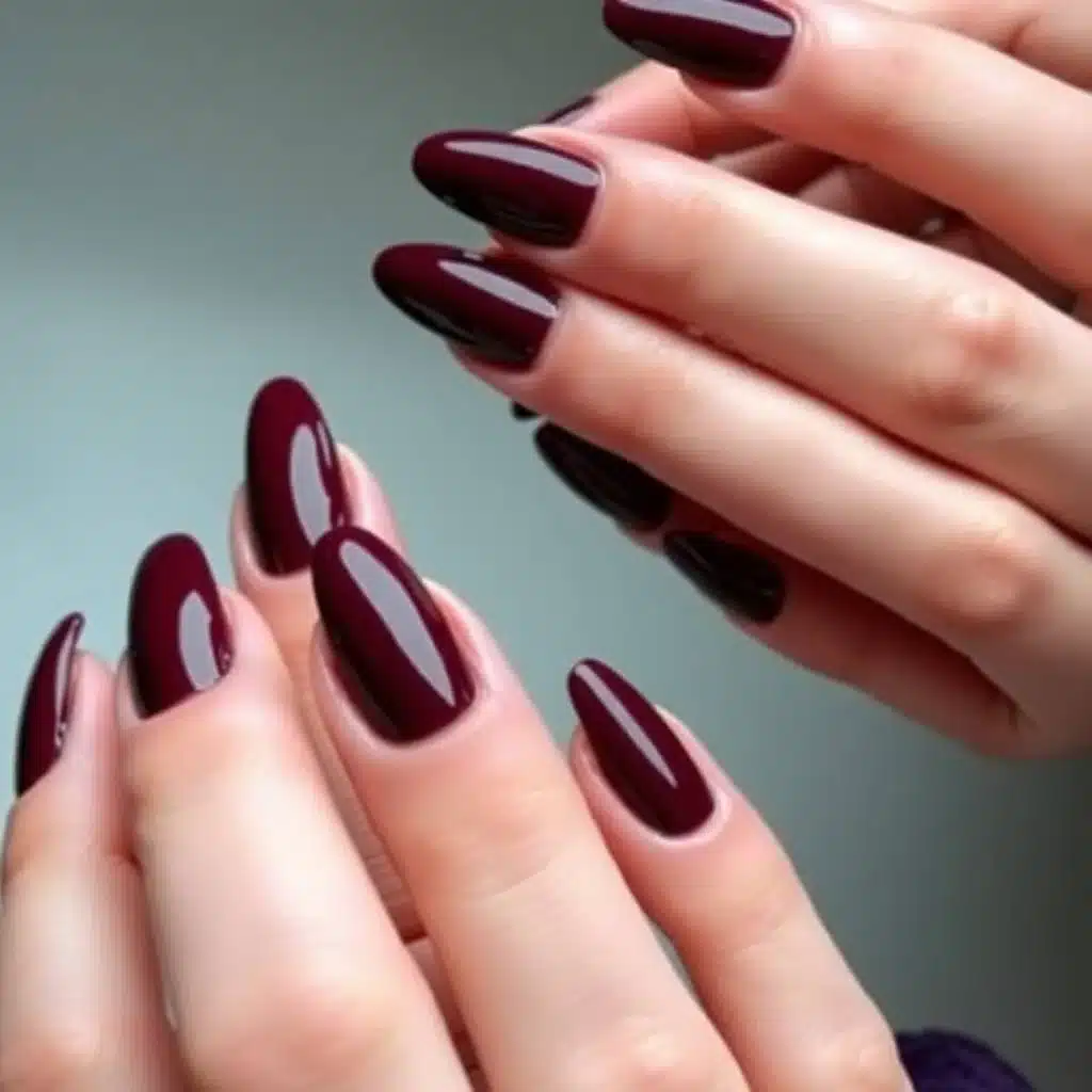 Maroon Foil Nails