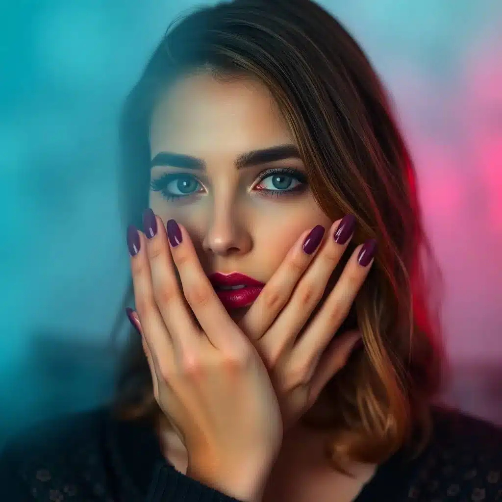 Glossy burgundy nails