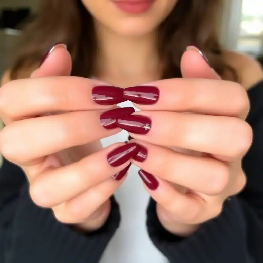 Burgundy acrylic nails