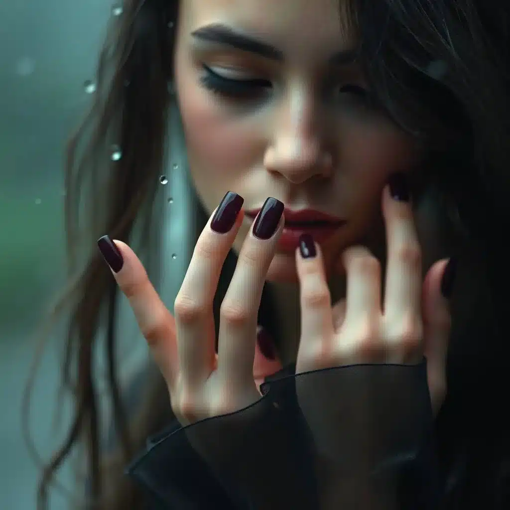 Burgundy press-on nails