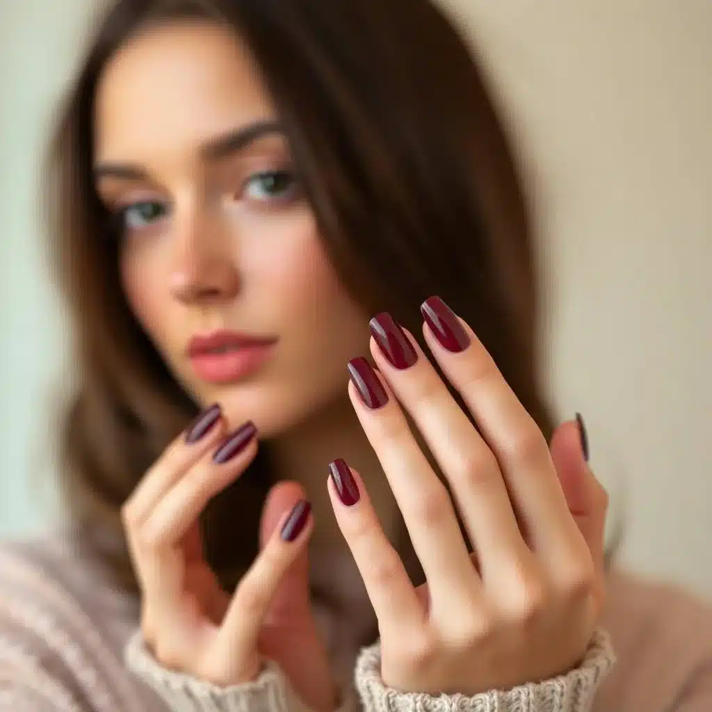 Burgundy geometric nails